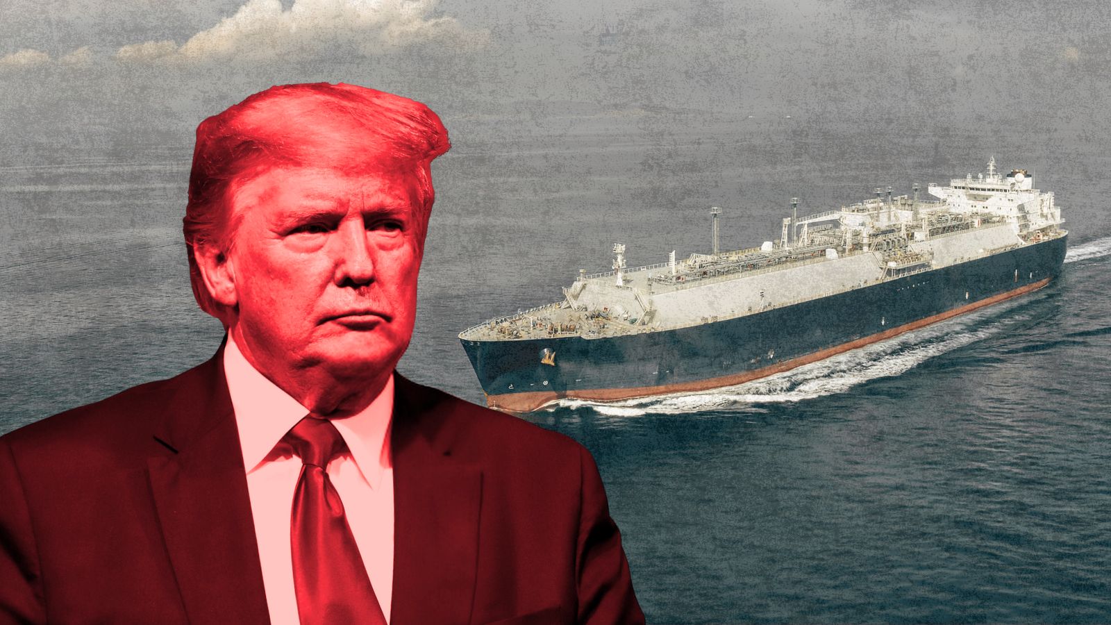 Former President Donald Trump and an LNG ship