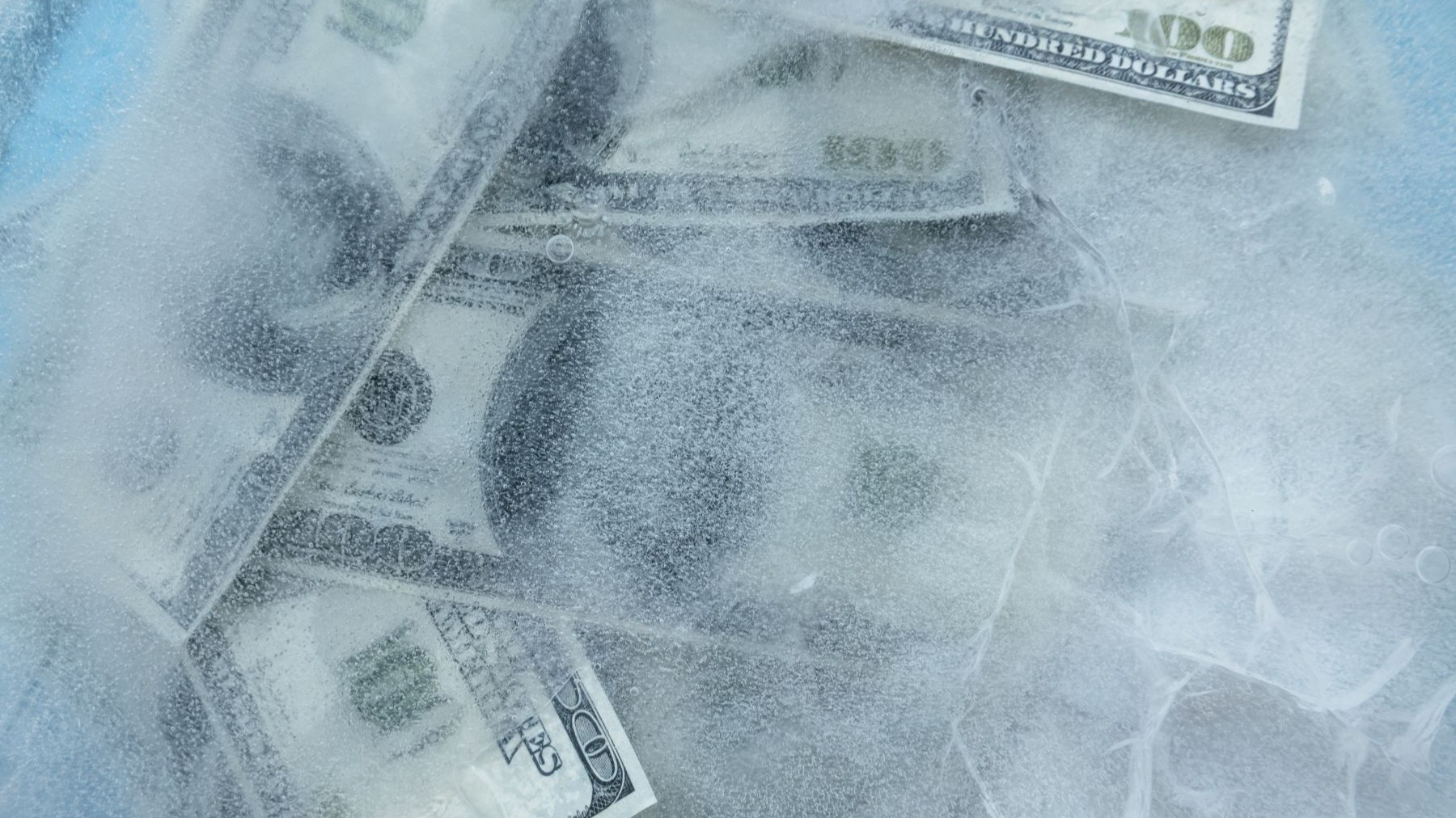 Money frozen in ice