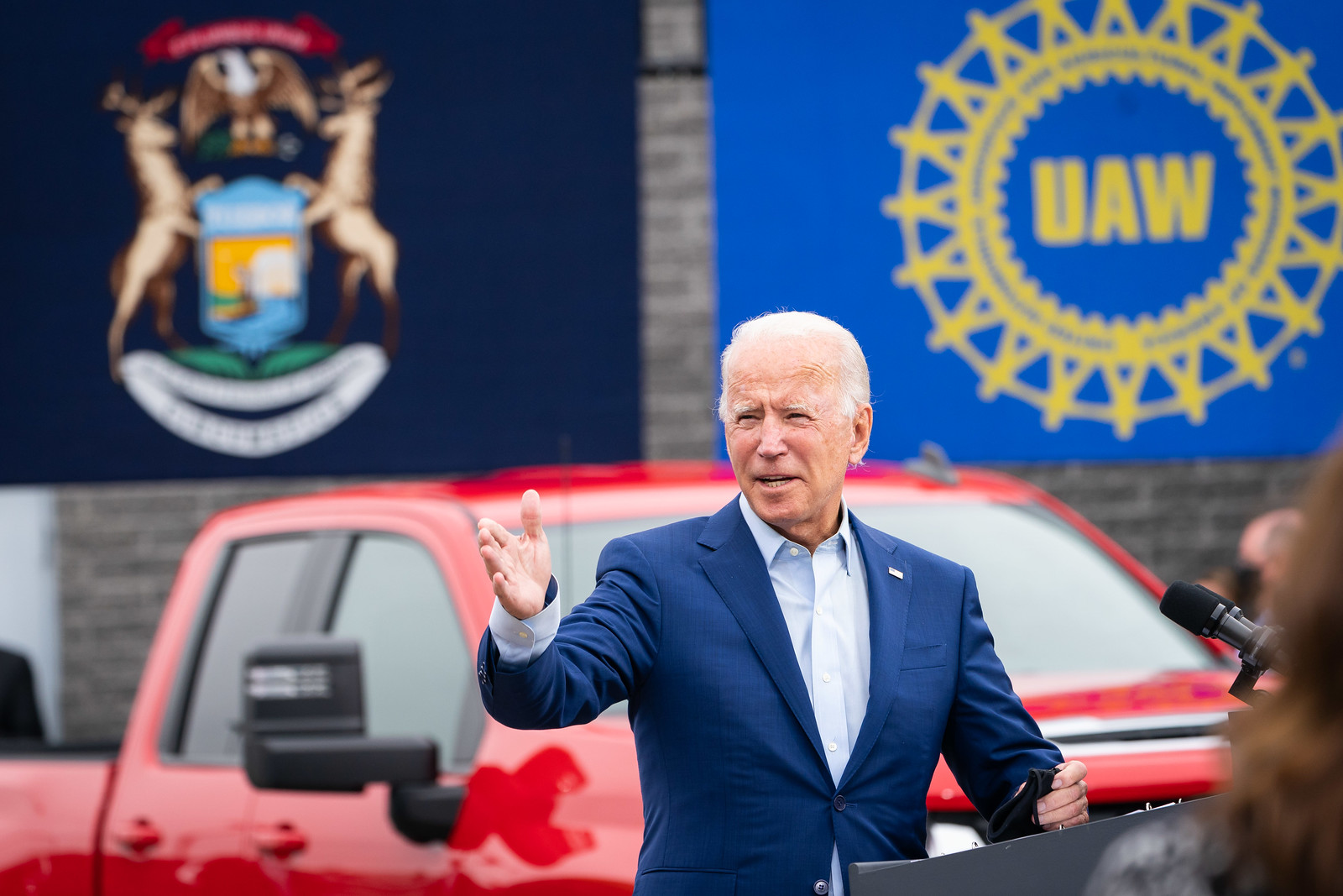 Blog Post Image - Biden in front of UAW logo