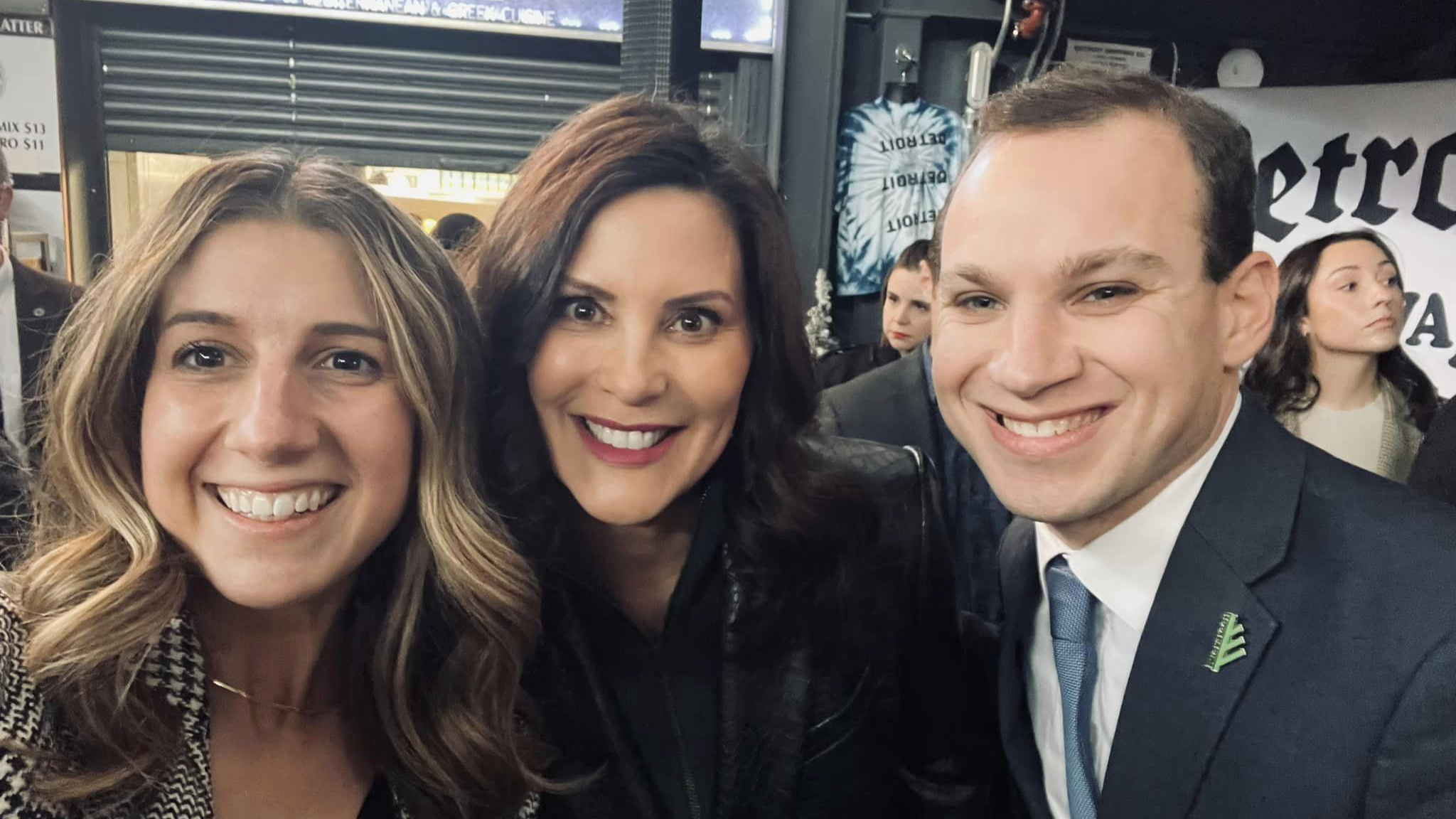 Evergreen staffers Courtney and Justin with Michigan's Governor Whitmer